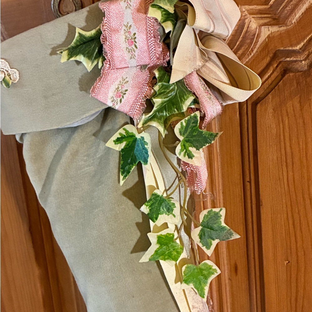 Victorian Floral Embroidered Stocking - Picture 5 of 6